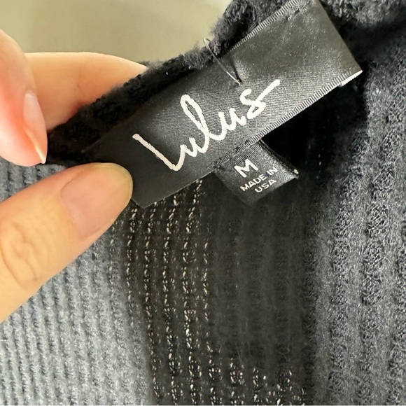 NEW Lulus Jack of All Trades Open Back Waffle Knit Black Top Size Medium - Picture 4 of 9